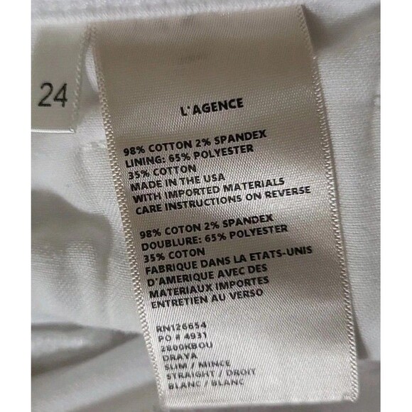 L'Agence Draya High Rise Slim Straight Jeans - Blanc MSRP $315 NWOT 24 Holiday - Picture 10 of 12